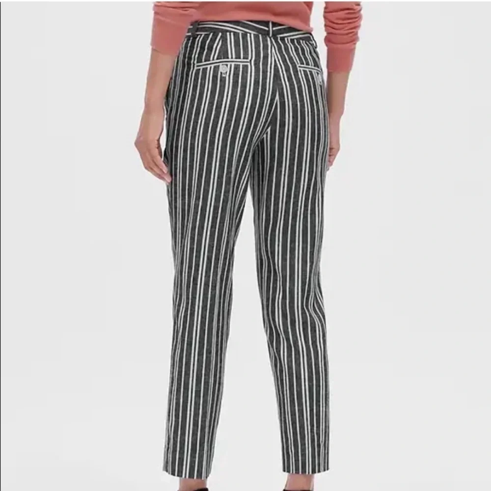 NWOT Banana Republic Avery Striped Linen Blend Tailored Ankle Pant Petite Sz 12